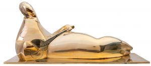 25061 - Tocadora de alaúde, bronze polido, 87x50x21cm, década 1920