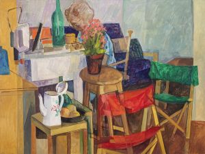 1984 - Genny estudando, ólso sobre tela, 90 x 120 cm