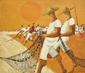 Erico Da Silva - Pescadores em amarelo