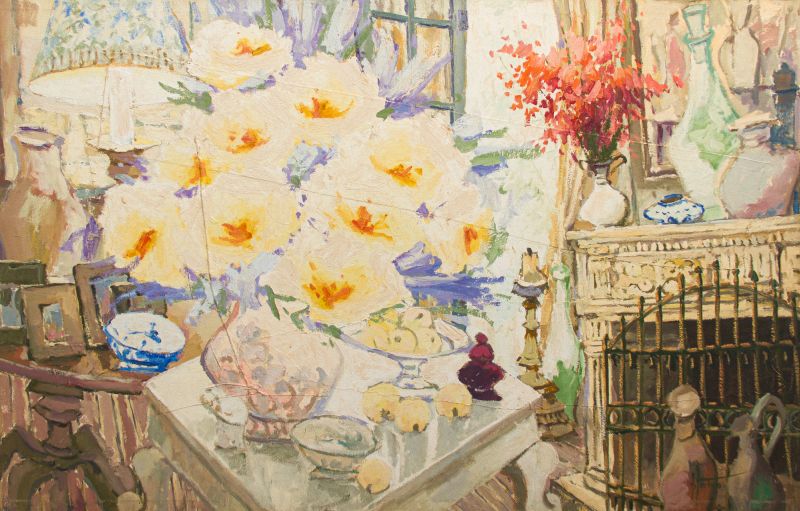 Wilson Roberto Vitorino - INTERIOR COM FLORES AMARELAS